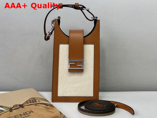Fendi Phone Bag Beige Canvas Smartphone Holder Replica
