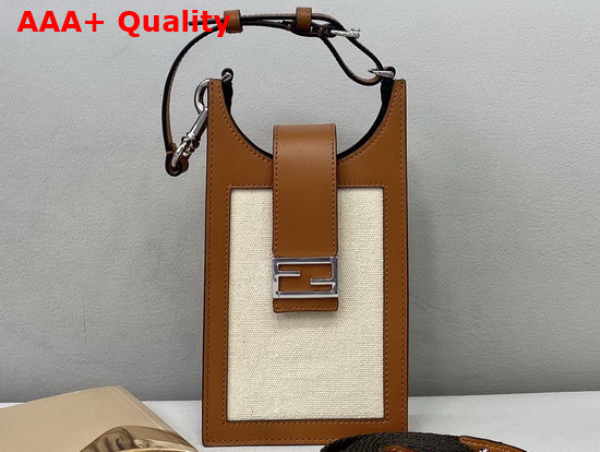 Fendi Phone Bag Beige Canvas Smartphone Holder Replica