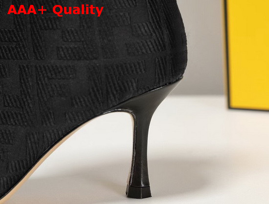 Fendi Pointed Ankle Boots in Black Fabric with Jacquard FF Motif Replica