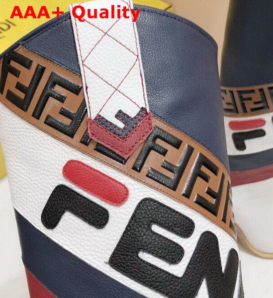 Fendi Pointed Toe Cowboy Boots Contrast Color Fendi Mania Leather Applique Replica
