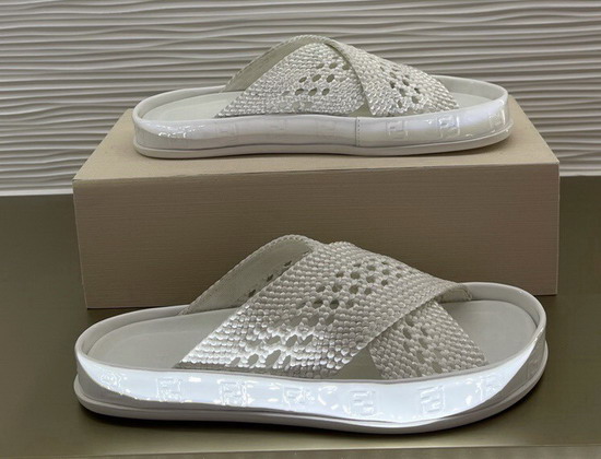 Fendi Reflections Slides Beige Stretch Lace Flats Replica