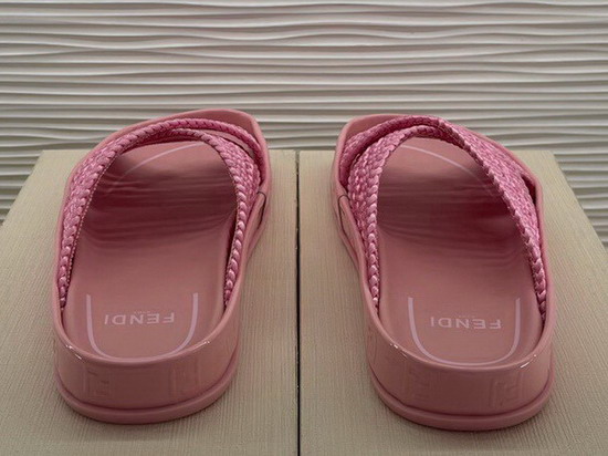 Fendi Reflections Slides Pink Stretch Lace Flats Replica
