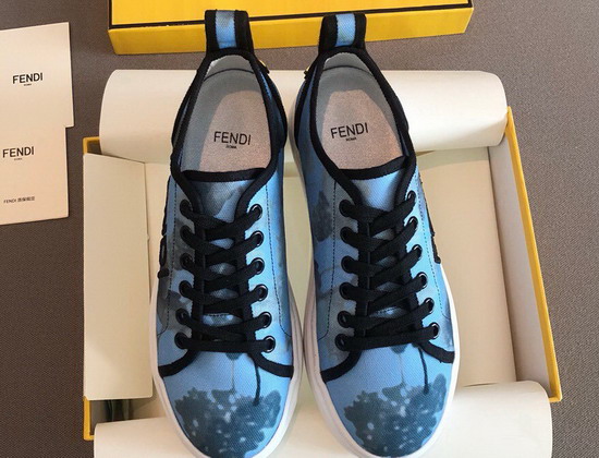 Fendi Rise Light Blue Canvas Flatforms Replica