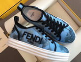 Fendi Rise Light Blue Canvas Flatforms Replica