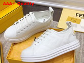 Fendi Rise White Leather Flatform Sneakers with All Over Embossed FF Motif Replica