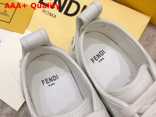 Fendi Rise White Leather Flatform Sneakers with All Over Embossed FF Motif Replica