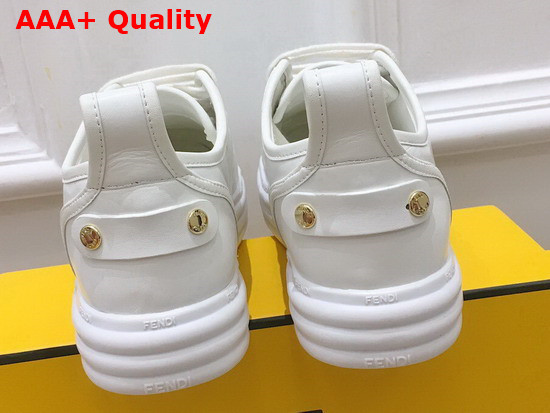 Fendi Rise White Leather Flatform Sneakers with All Over Embossed FF Motif Replica