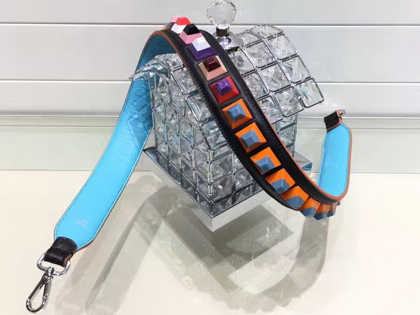 Fendi Rockstud Interchangeable Shoulder Strap Black and Light Blue for Sale