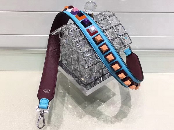 Fendi Rockstud Interchangeable Shoulder Strap in Light Blue and Bordeaux for Sale