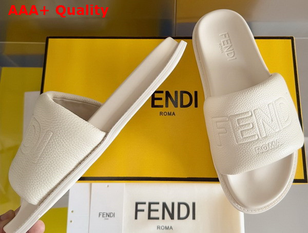 Fendi Roma Slides White Leather Slides Replica