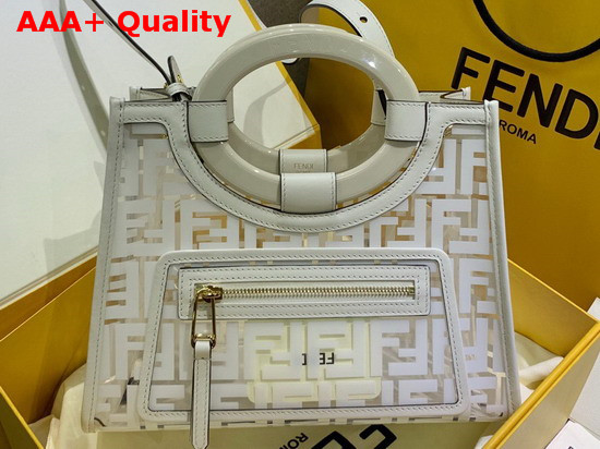 Fendi Runaway Shopper PU FF Motif Printed in White Replica