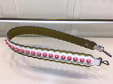 Fendi Runway Shoulder Strap in Brown and White Leather Decorated with Conical Coral Pink Studs For Sale