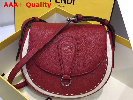 Fendi Saddle Shoulder Bag with Rounded Flap and Magnetic Fastening Red Calf Leather Replica