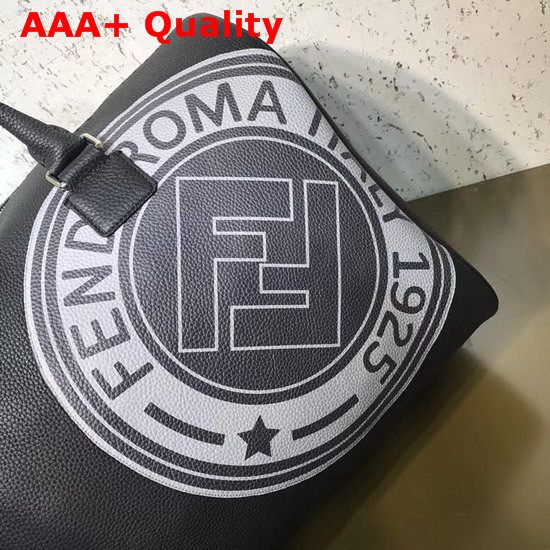 Fendi Satchel in Black Roman Leather with Fendi Stamp Patch Replica