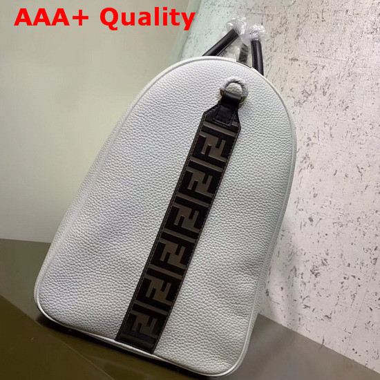 Fendi Satchel in White Roman Leather with Fendi Leather Lettering and Embossed FF Motif Replica