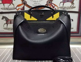 Fendi Selleria Peekaboo in Black Roman Leather with Bag Bugs Patern for Sale