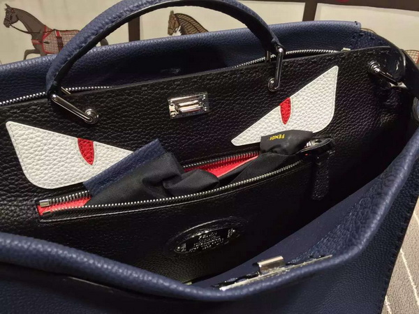 Fendi Selleria Peekaboo in Blue Roman Leather with Bag Bugs Patern for Sale