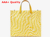 Fendi Shopper Bag Made of Glazed Canvas with Yellow and White FF Vertigo Graphic Print Replica