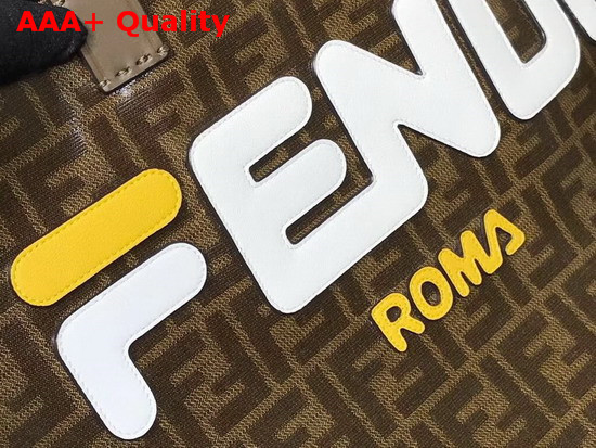 Fendi Shopper Bag in Glazed Fabric with Fendi Mania Applique Replica
