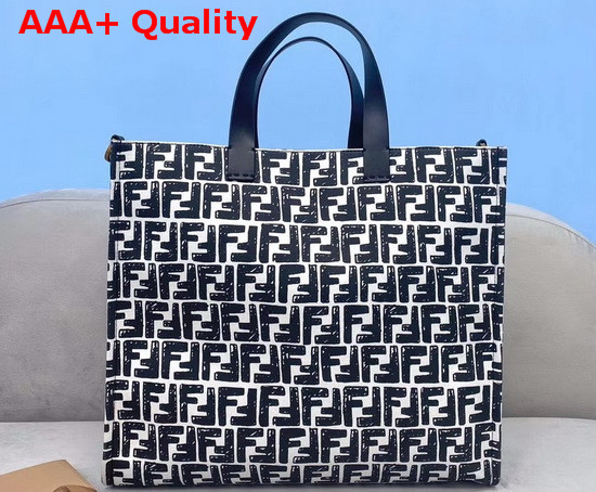 Fendi Shopper Glazed Canvas FF Bag Replica