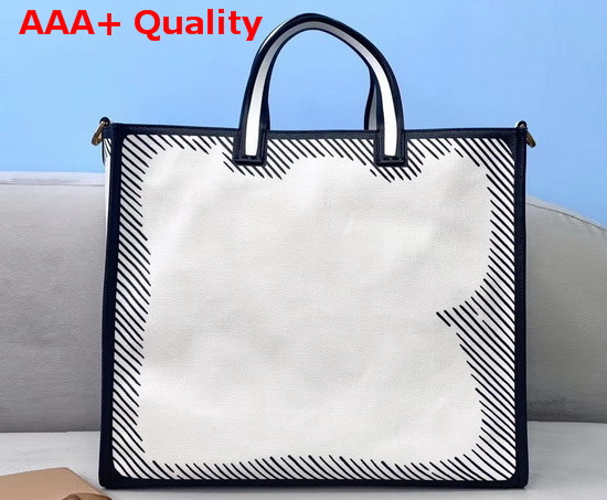 Fendi Shopper White Glazed Canvas Bag Replica