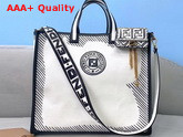Fendi Shopper White Glazed Canvas Bag Replica