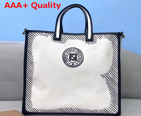 Fendi Shopper White Glazed Canvas Bag Replica