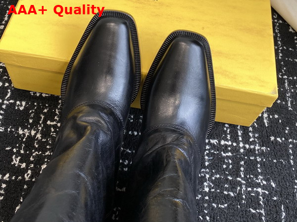 Fendi Show Black Leather High Heeled Boots Crinkled Calfskin Replica