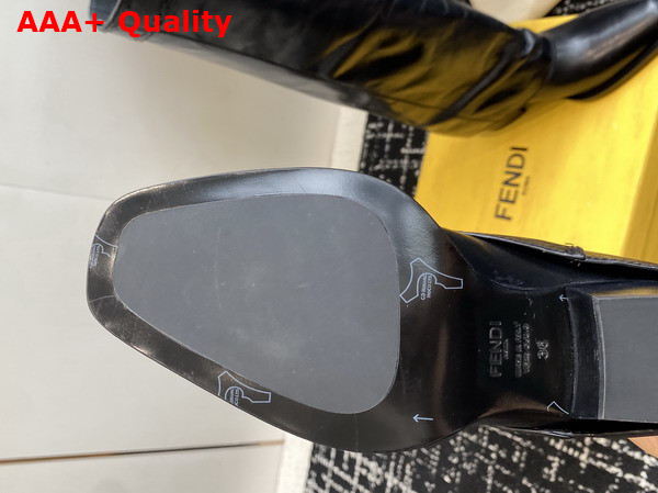 Fendi Show Black Leather High Heeled Boots Crinkled Calfskin Replica