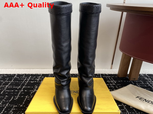 Fendi Show Black Leather High Heeled Boots Replica