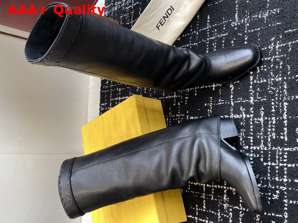 Fendi Show Black Leather High Heeled Boots Replica