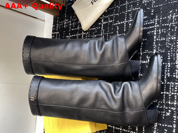 Fendi Show Black Leather High Heeled Boots Replica