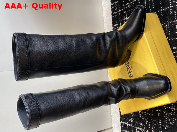 Fendi Show Black Leather High Heeled Boots Replica