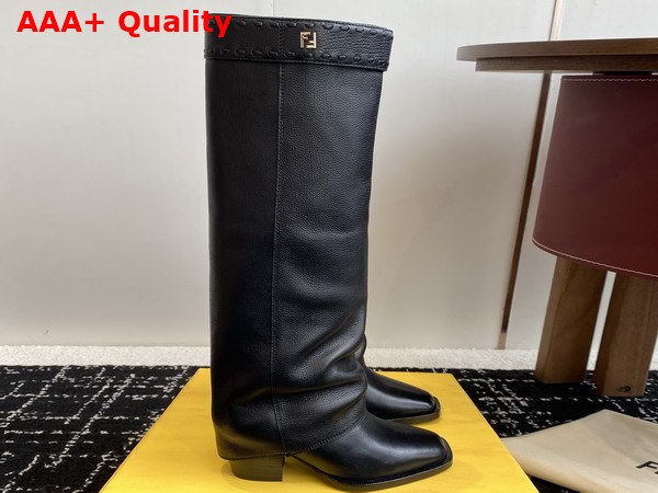Fendi Show Black Leather High Heeled Boots Replica