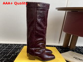 Fendi Show Burgundy Leather High Heeled Boots Crinkled Calfskin Replica