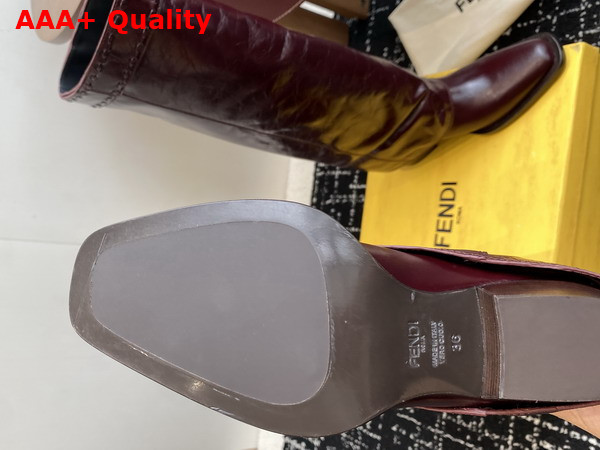 Fendi Show Burgundy Leather High Heeled Boots Crinkled Calfskin Replica