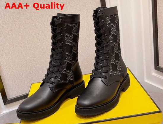 Fendi Signature Black Leather Biker Boots Replica