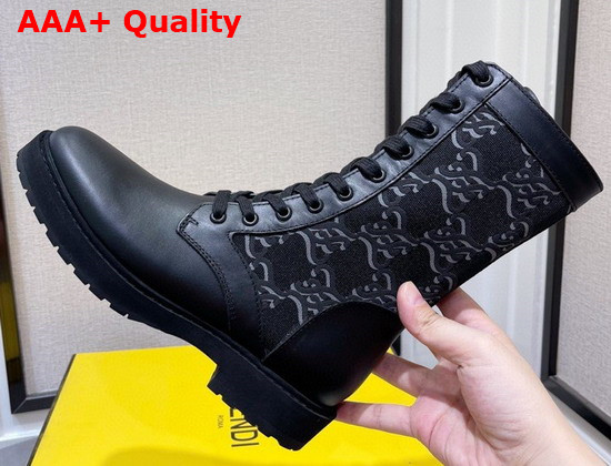 Fendi Signature Black Leather Biker Boots Replica