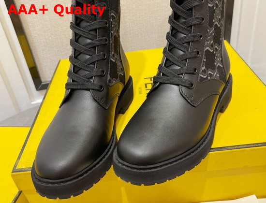 Fendi Signature Black Leather Biker Boots Replica