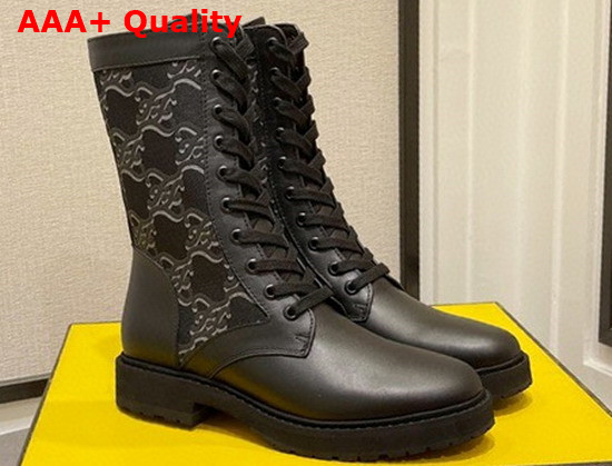 Fendi Signature Black Leather Biker Boots Replica