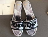 Fendi Signature Slides Gray Canvas Slides Replica