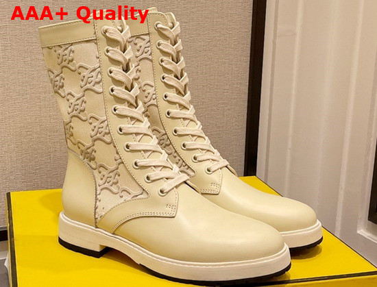 Fendi Signature White Leather Biker Boots Replica