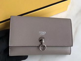 Fendi Slim Continental Wallet in Dove Grey Leather with Raw Edges For Sale