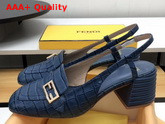 Fendi Slingbacks Blue Crocodile Print Leather Promenade Replica