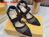 Fendi Slingbacks Colibri in Mesh and Black Leather Replica