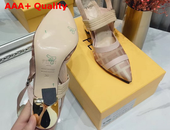 Fendi Slingbacks Colibri in Pink Mesh and Nude Leather Replica