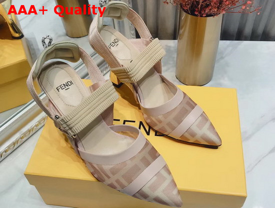 Fendi Slingbacks Colibri in Pink Mesh and Nude Leather Replica