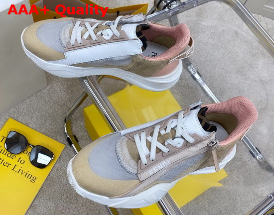 Fendi Slip On Sneakers with Stretch Laces Multicolor Tan Grey Pink Replica