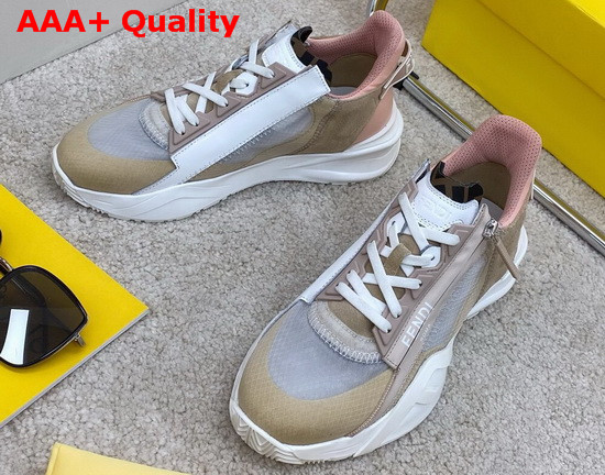 Fendi Slip On Sneakers with Stretch Laces Multicolor Tan Grey Pink Replica