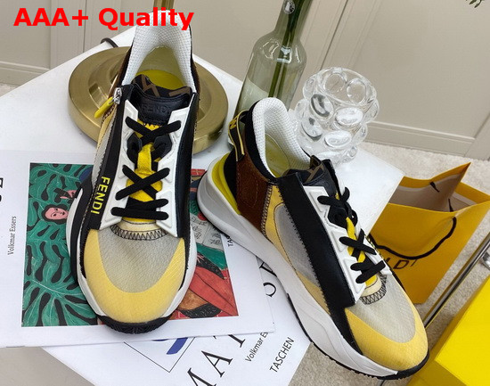 Fendi Slip On Sneakers with Stretch Laces Multicolor Yellow Grey Brown Replica